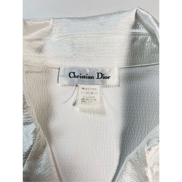 Vintage Christian Dior Women's Button Luxury Sleep Shirt Size Extra Large White - Picture 3 of 8